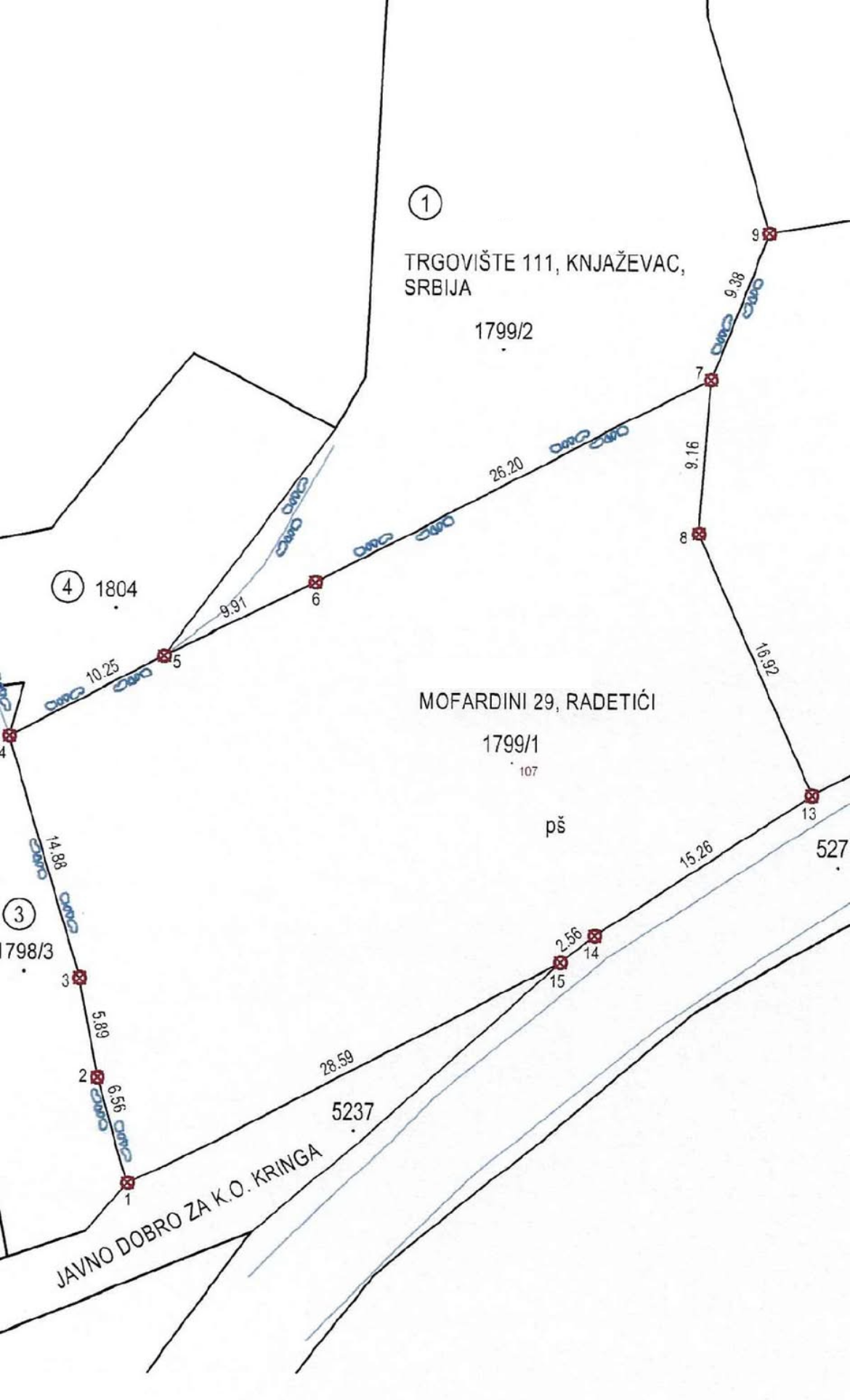 Katasterplan der Parzelle 1799/1 in Mofardini bei Tinjan, Istrien